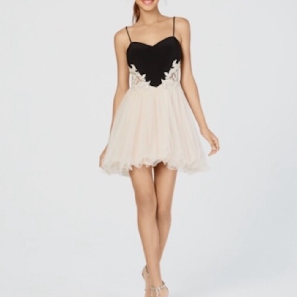 Blondie nites pink and black mini dress